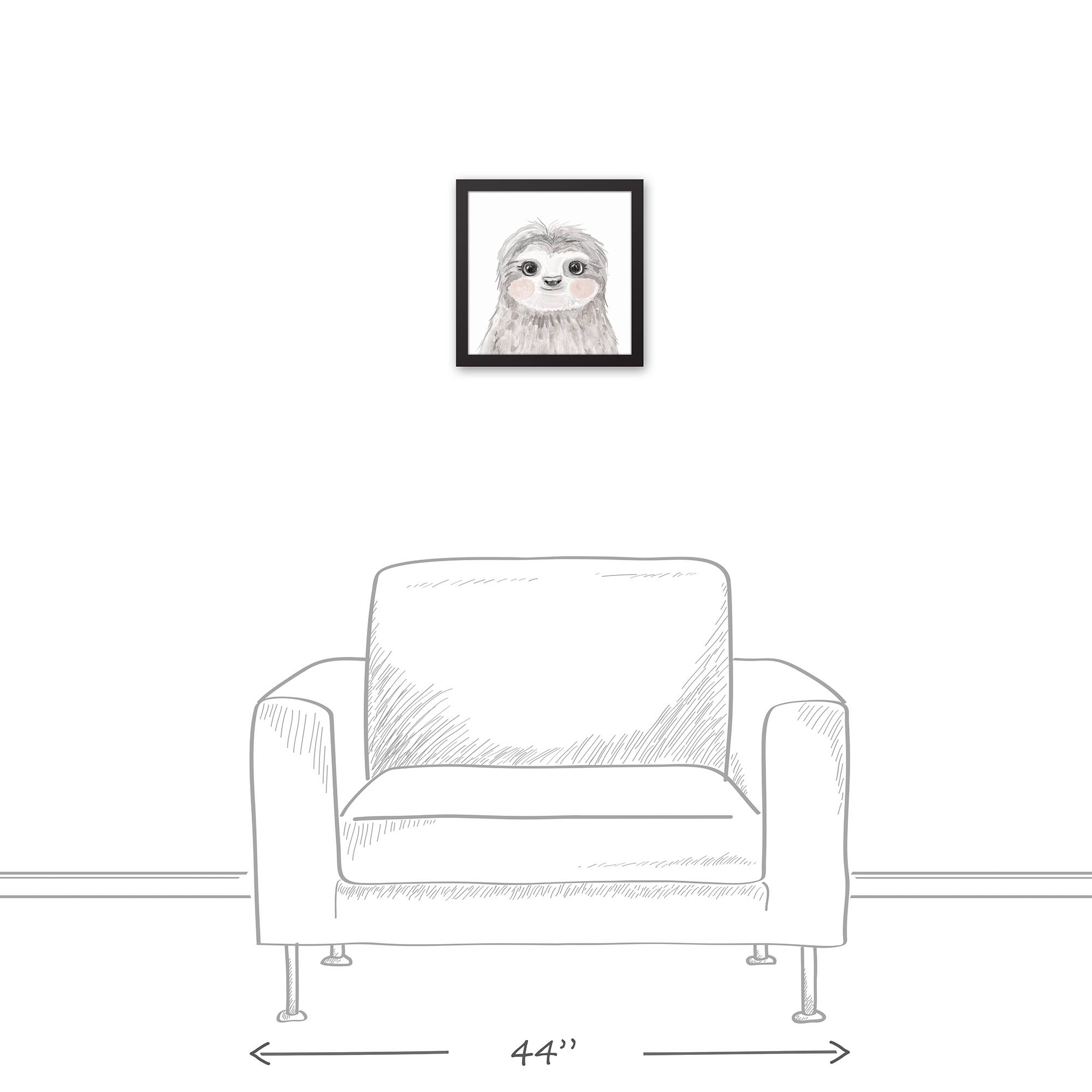 Baby Sloth 13.73" x 13.73" Black Framed Canvas